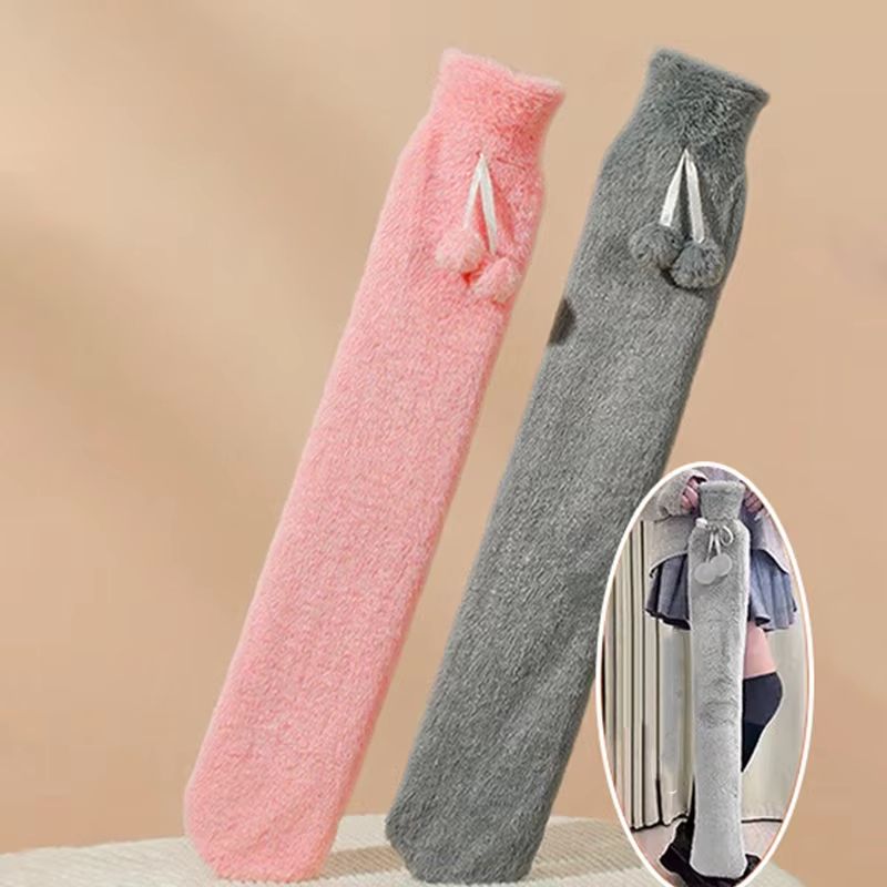 Long Hot Water Bottle With Plush Cover AntiBurst Hand Warmer For Winter Sleep 4