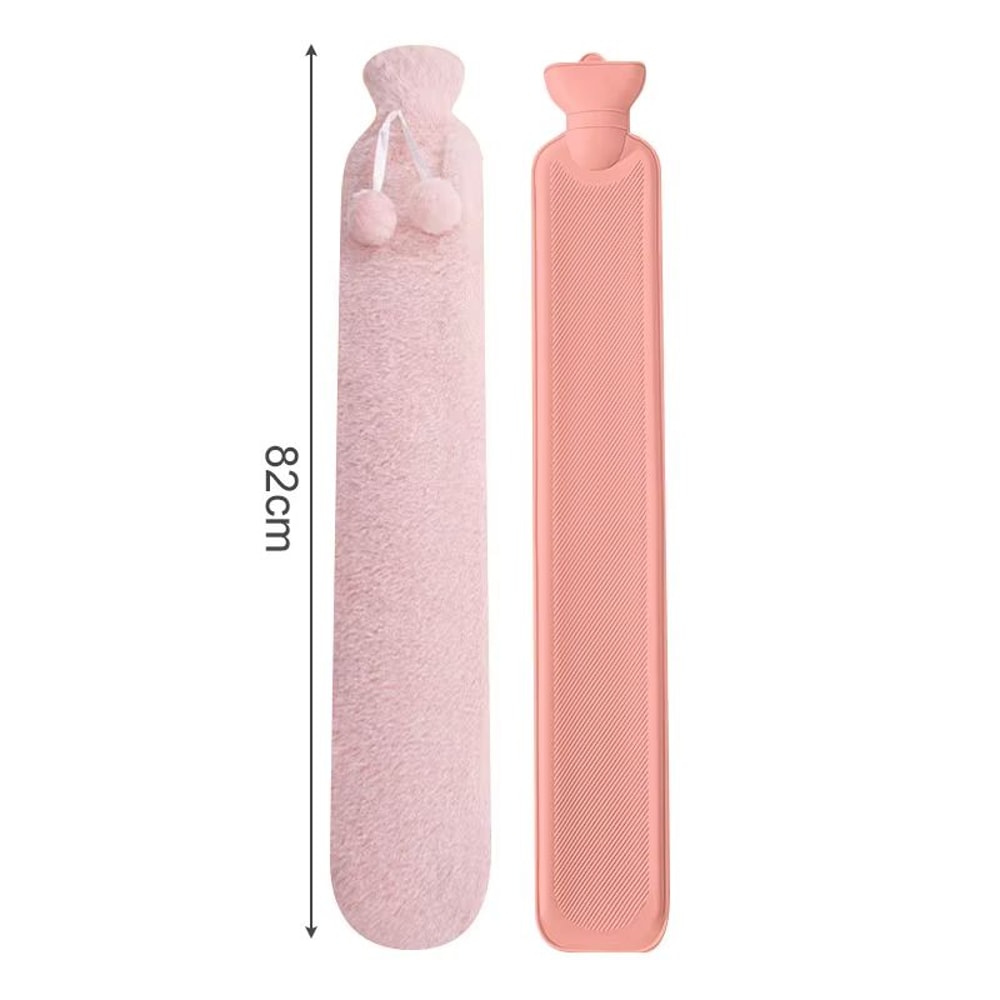 Long Hot Water Bottle With Plush Cover AntiBurst Hand Warmer For Winter Sleep 6