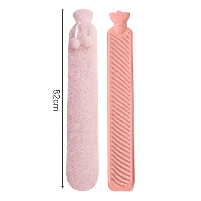 Long Hot Water Bottle With Plush Cover AntiBurst Hand Warmer For Winter Sleep 6
