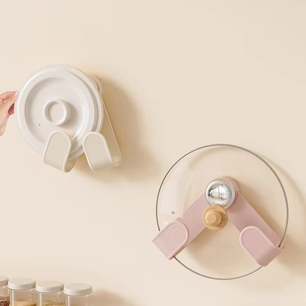 Suction Cup Rotating Pot Lid Rack No Punching Kitchen Utensil Storage Organizer 1