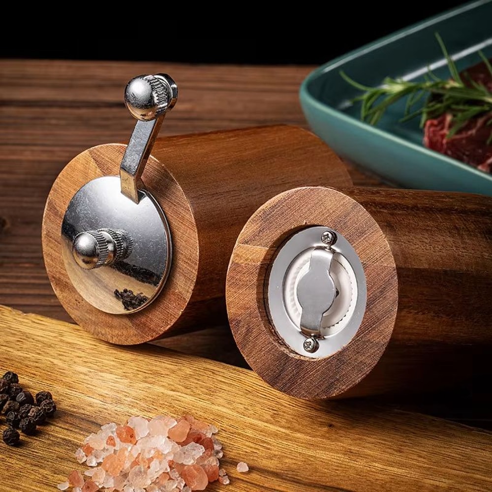 Handmade Wooden Salt And Pepper Grinder Adjustable Spice Coffee Seasoning Mill 3