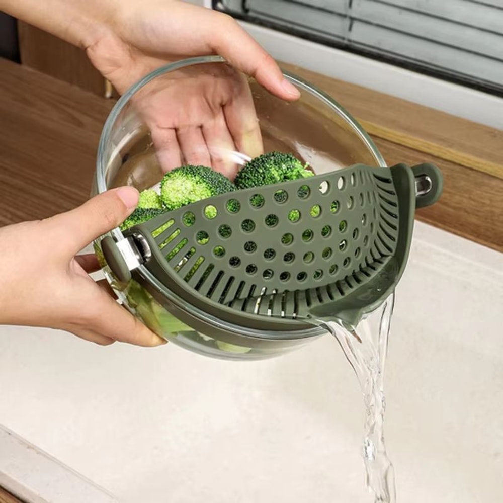 Silicone Pot Side Drainer Vegetable And Noodle PourOver Strainer Kitchen Gadget 1