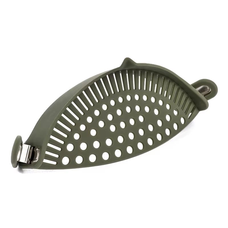 Silicone Pot Side Drainer Vegetable And Noodle PourOver Strainer Kitchen Gadget 6