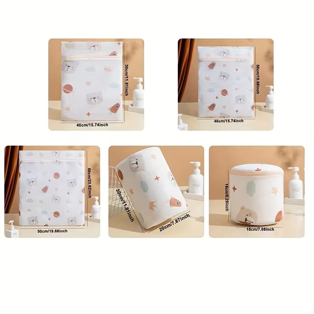 5Piece Reusable Laundry Bags With Zippers For Clothing Protection And Travel Organization 5