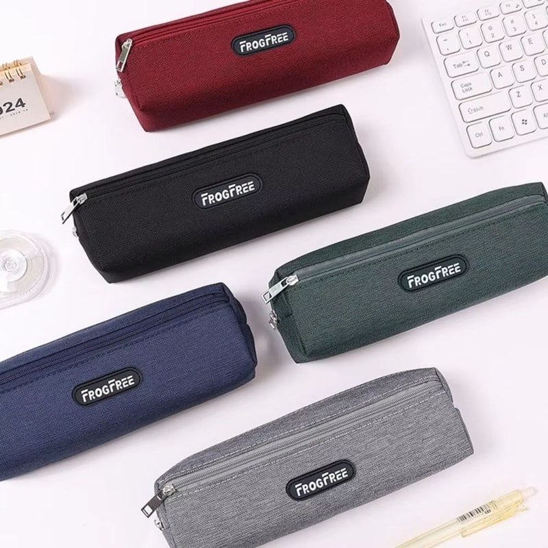 Canvas Pencil Case With Zipper Rectangular Stationery Pouch 3