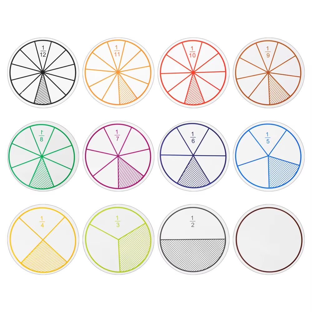 51 Piece EVA Fraction Circles Set Montessori Math Learning Manipulatives For Classroom Teaching 10