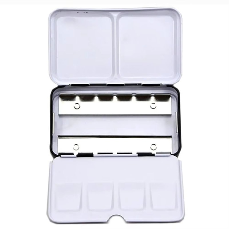 Large Metal Watercolor Tin With FoldOut Palette And 52 Empty HalfPan Wells For Artists 6