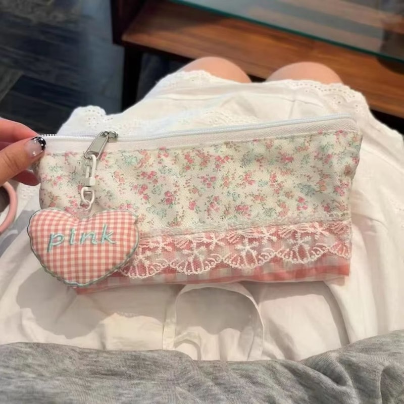 Large Cute Floral Pen Bag MultiFunction Stationery Organizer Pouch 16