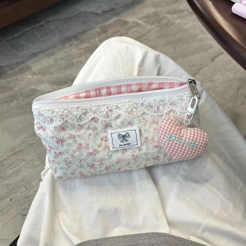Large Cute Floral Pen Bag MultiFunction Stationery Organizer Pouch 18