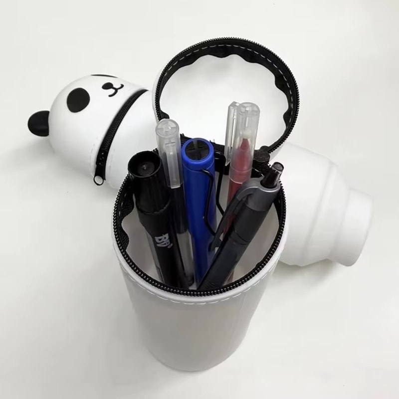 Silicone Cartoon Animal Pencil Case Foldable Pen Pouch With Zipper 1