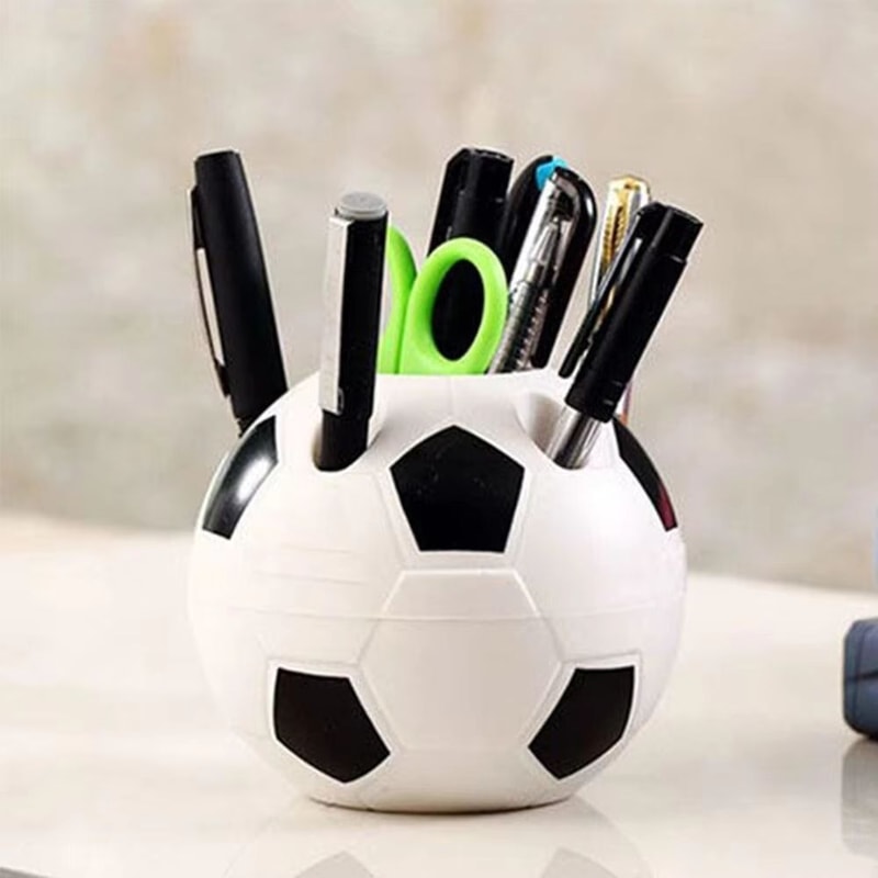 SoccerShape Desktop Pen And Toothbrush Holder Football Style Pencil Organizer 0