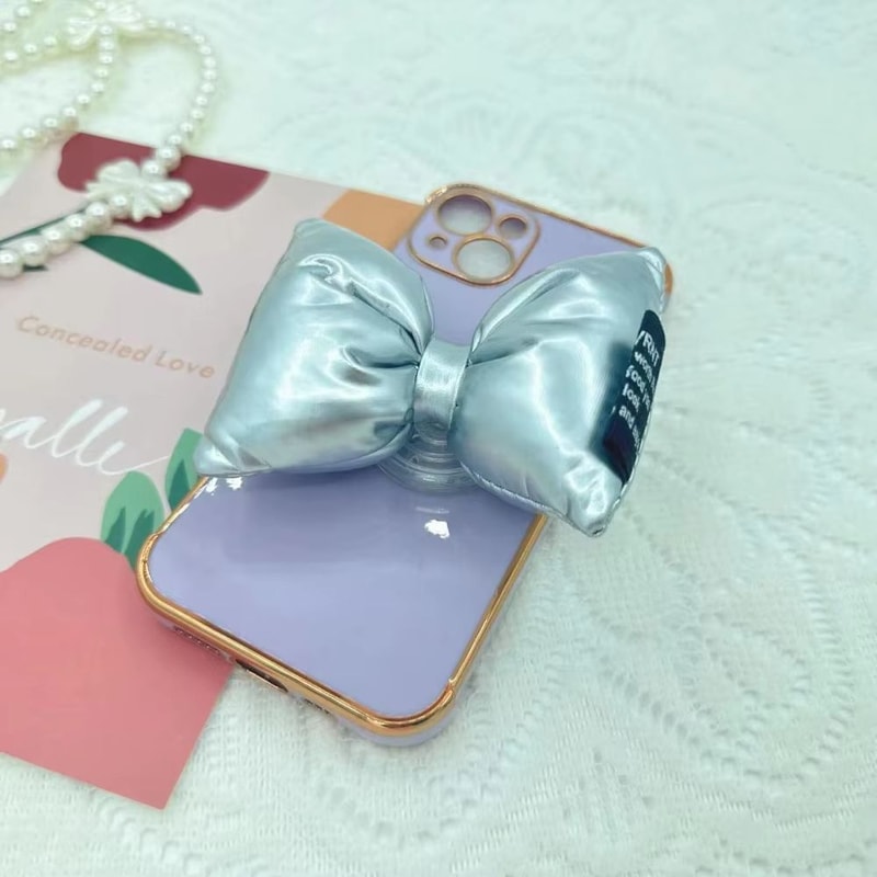 Cute 3D Down Jacket Bowknot Phone Grip Ring Holder For IPhone Samsung Devices 5