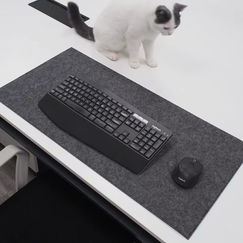 Large Soft Breathable Wool Felt Desk Mat With AntiSlip Base For Computer And Gaming 3