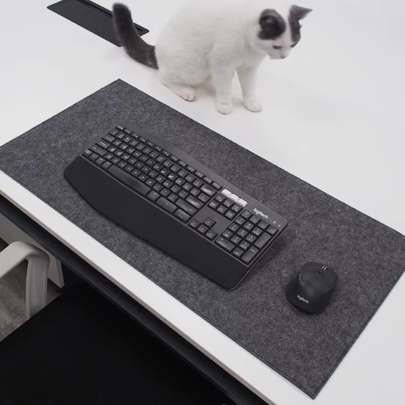 Large Soft Breathable Wool Felt Desk Mat With AntiSlip Base For Computer And Gaming 3