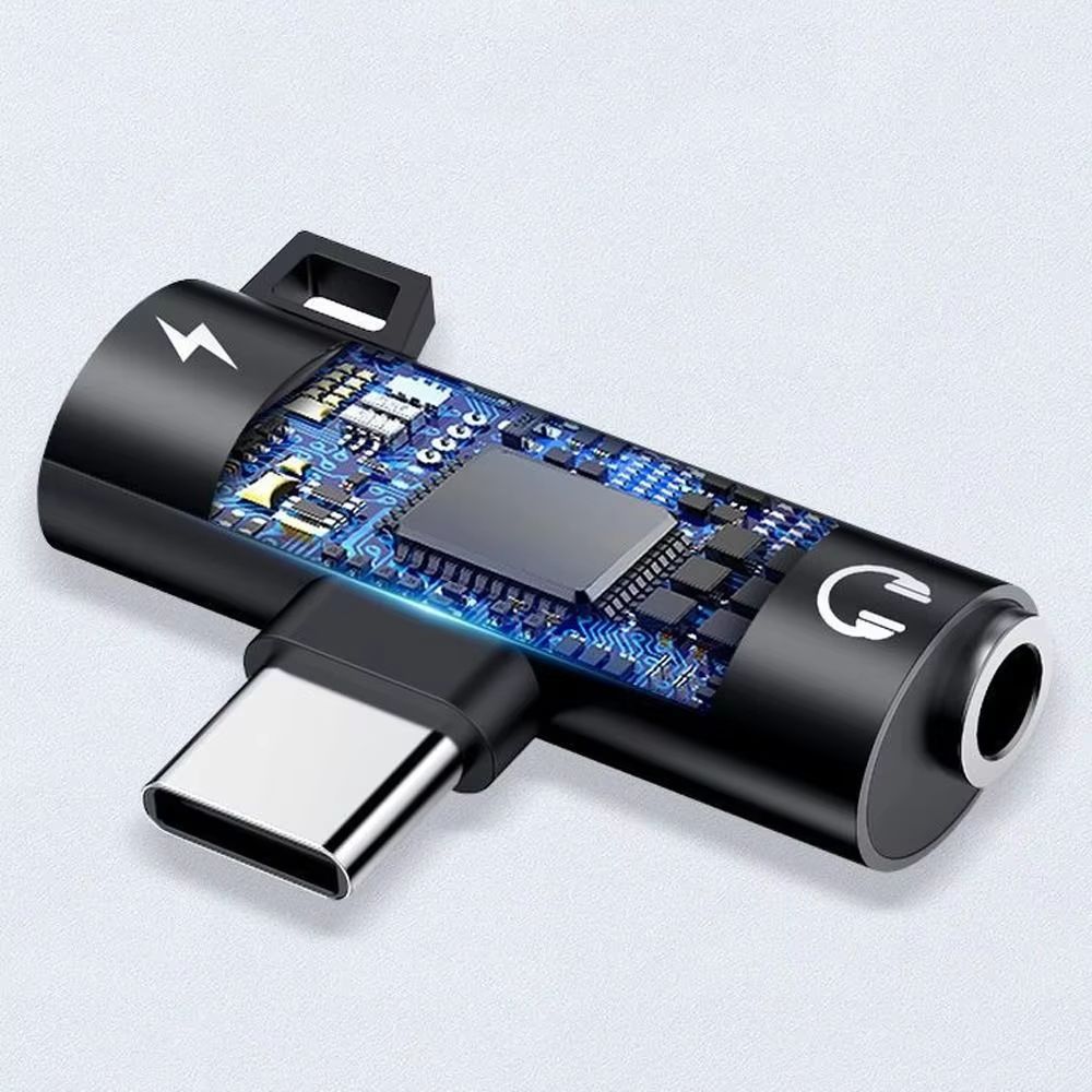 2in1 USBC To 35 Mm Jack And Charging Adapter With 90 Elbow Alloy Connector 1