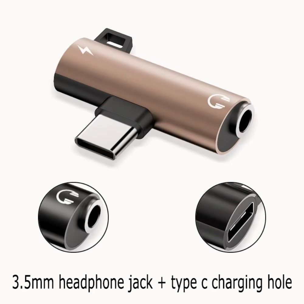 2in1 USBC To 35 Mm Jack And Charging Adapter With 90 Elbow Alloy Connector 4