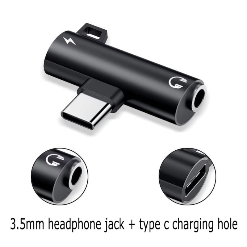 2in1 USBC To 35 Mm Jack And Charging Adapter With 90 Elbow Alloy Connector 5
