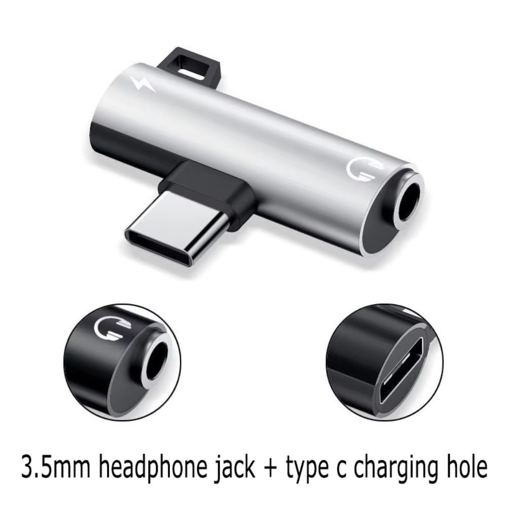 2in1 USBC To 35 Mm Jack And Charging Adapter With 90 Elbow Alloy Connector 8
