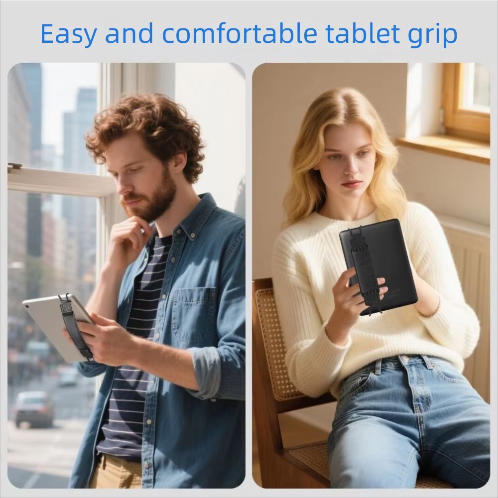 Universal Leather Tablet Hand Strap With AntiSlip Finger Grip Holder 3