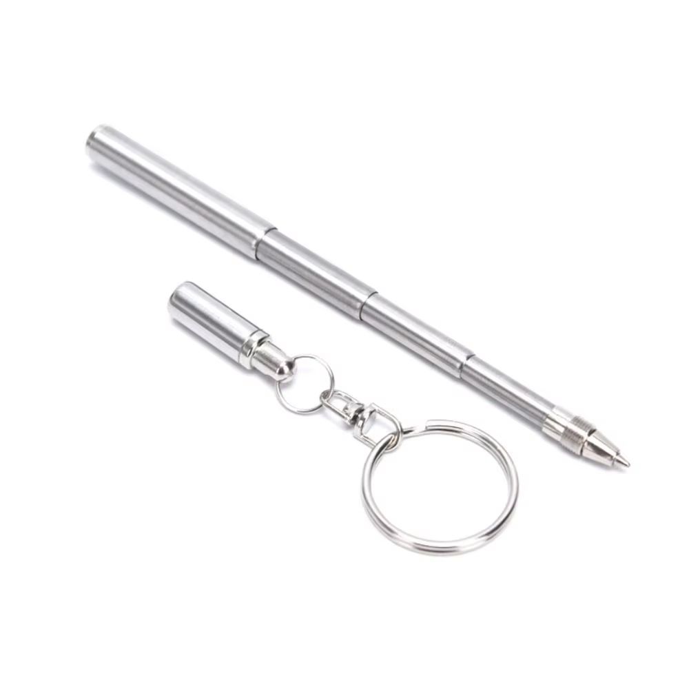 Stainless Steel Telescoping Key Ring Ballpoint Pen Portable Everyday Carry 1