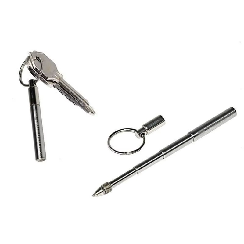 Stainless Steel Telescoping Key Ring Ballpoint Pen Portable Everyday Carry 2