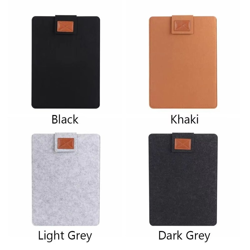 Ultra Thin Wool Felt Laptop Sleeve With PU Leather Stand Case 5