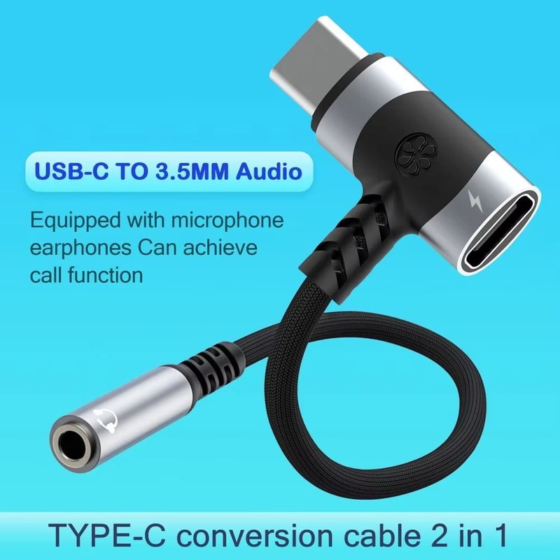 Universal USBC To 35mm Jack 2in1 HighSpeed Audio And Charging Adapter 0