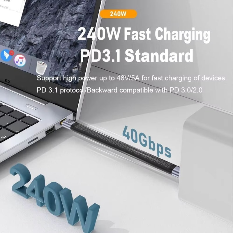 Professional USB40 USBC To USBC Cable 8K 60Hz With 40Gbps Data And PD 240W Fast Charging 1