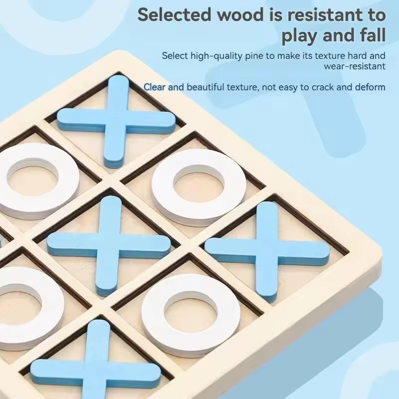 Solid Wooden Tic Tac Toe Board Game For Family Fun 1