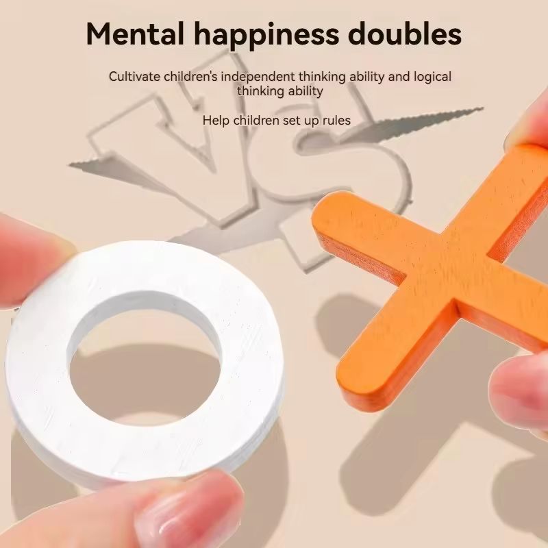 Solid Wooden Tic Tac Toe Board Game For Family Fun 3