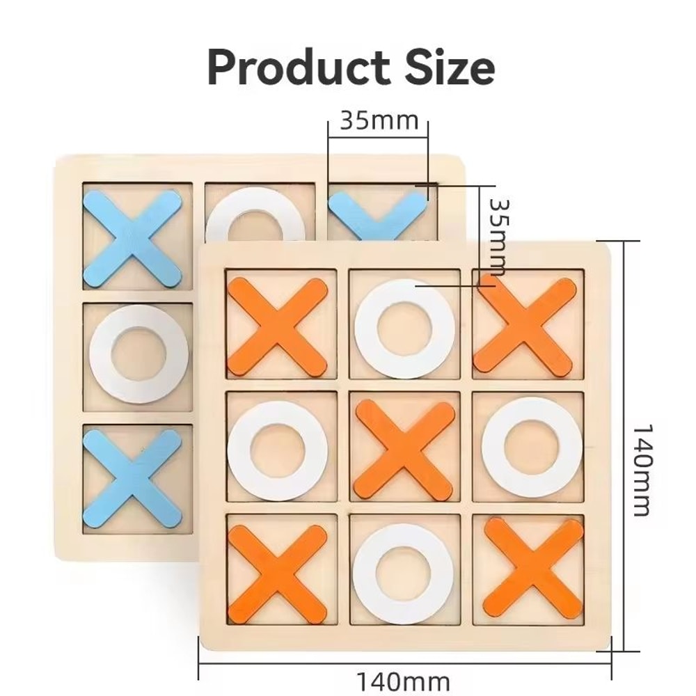Solid Wooden Tic Tac Toe Board Game For Family Fun 4