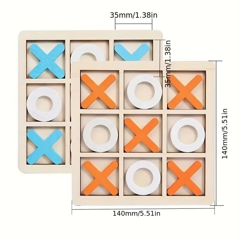 Solid Wooden Tic Tac Toe Board Game For Family Fun 8