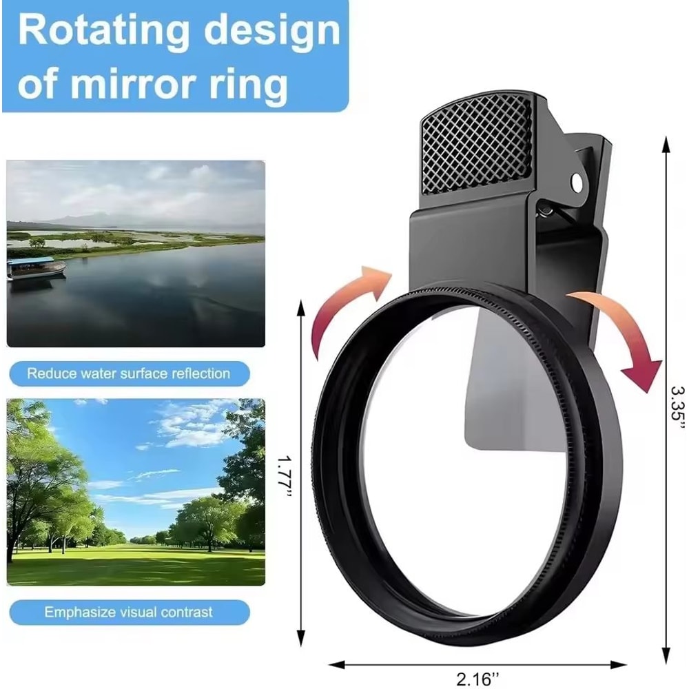 Mini 52mm ClipOn Phone Camera CPL Polarizer Filter Kit 2