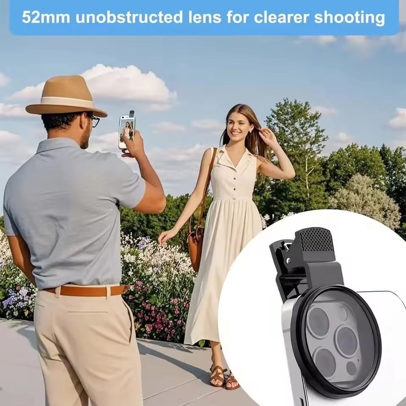 Mini 52mm ClipOn Phone Camera CPL Polarizer Filter Kit 4