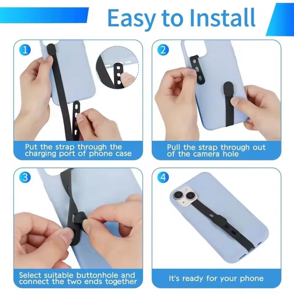 Adjustable Silicone Phone Wrist Strap AntiLoss Hand Band 2