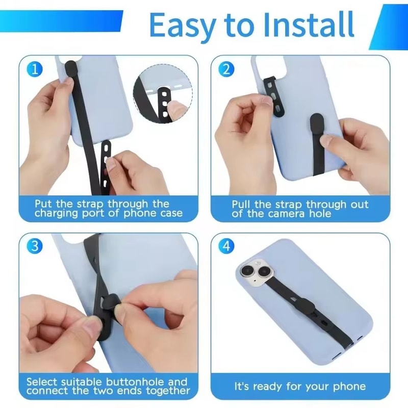 Adjustable Silicone Phone Wrist Strap AntiLoss Hand Band 2