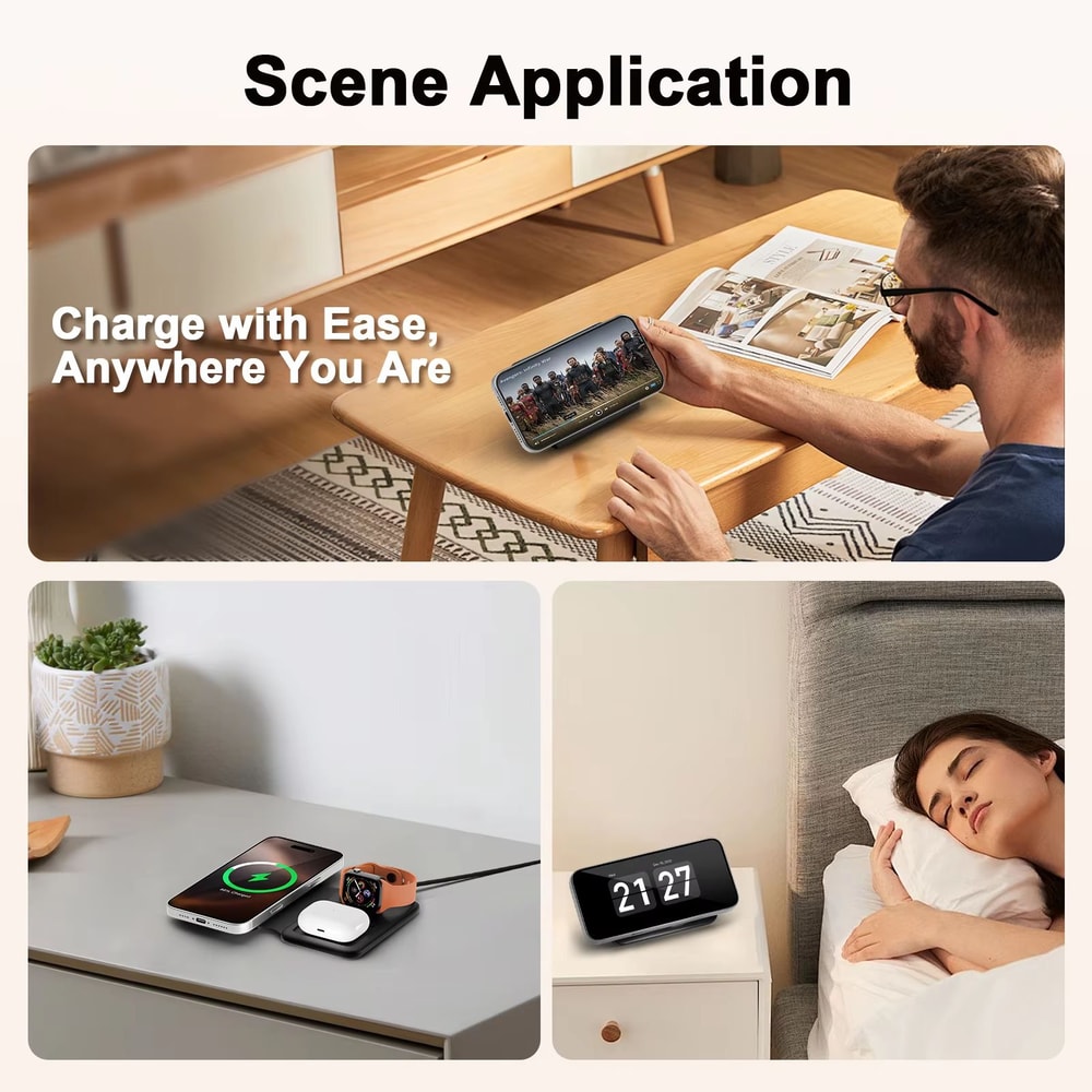 3 In 1 Magnetic Wireless Charging Station Foldable 15W For IPhone Apple Watch And AirPods 4