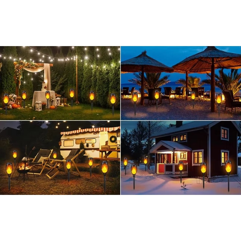 12 LED Solar Flame Torch Light Waterproof Outdoor Solar Torch Lights For Garden Yard And Pathway De 2