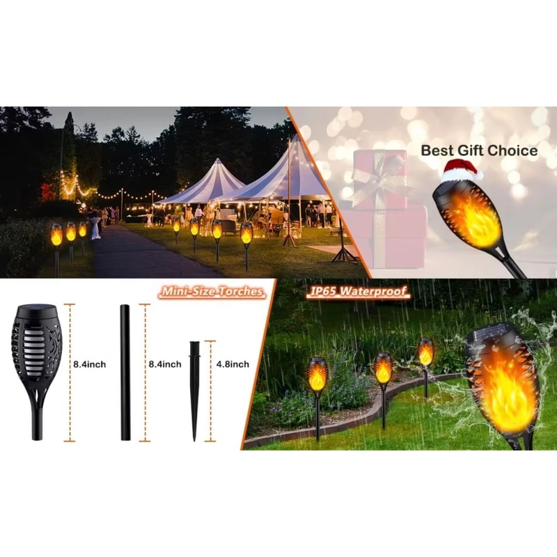 12 LED Solar Flame Torch Light Waterproof Outdoor Solar Torch Lights For Garden Yard And Pathway De 3