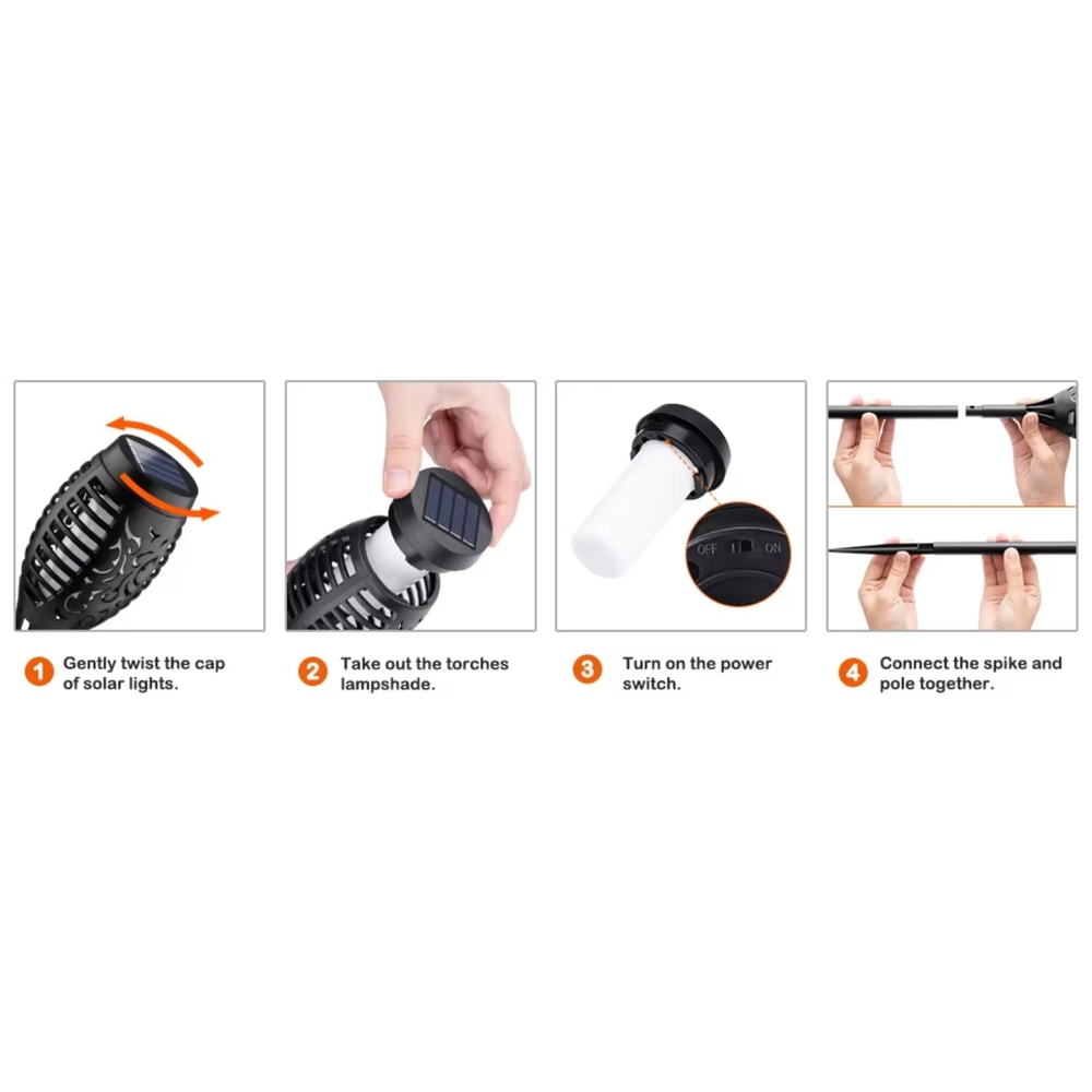 12 LED Solar Flame Torch Light Waterproof Outdoor Solar Torch Lights For Garden Yard And Pathway De 4