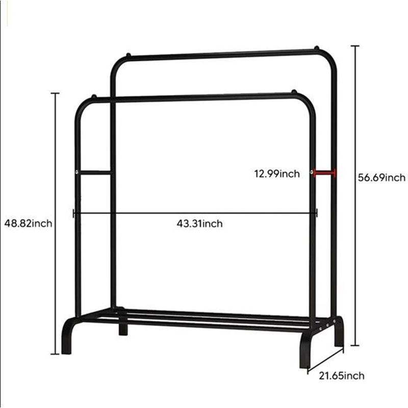 Heavy Duty Double Rod Clothes Rack With Shelves Metal Garment Rack Closet Organizer 6