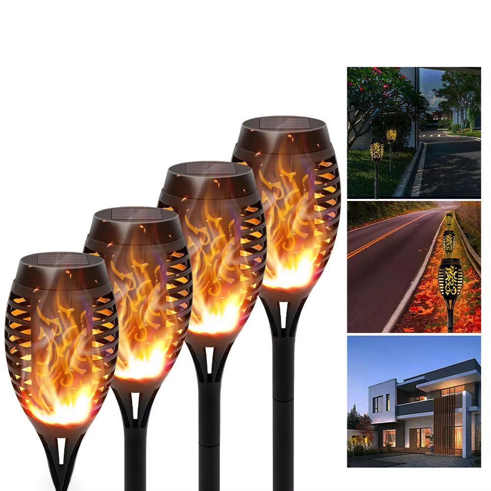 Solar Flame Torch Lights 4 To 12 Pack Waterproof Flickering Torch Stakes For Garden Path Yard And P 0