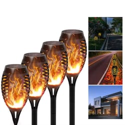 solar flame torch lights 4 to 12 pack waterproof flickering torch stakes for garden path yard and patio
