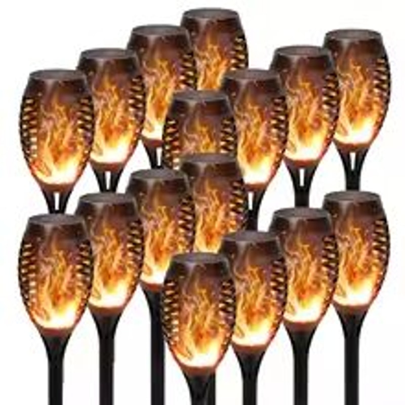 Solar Flame Torch Lights 4 To 12 Pack Waterproof Flickering Torch Stakes For Garden Path Yard And P 9