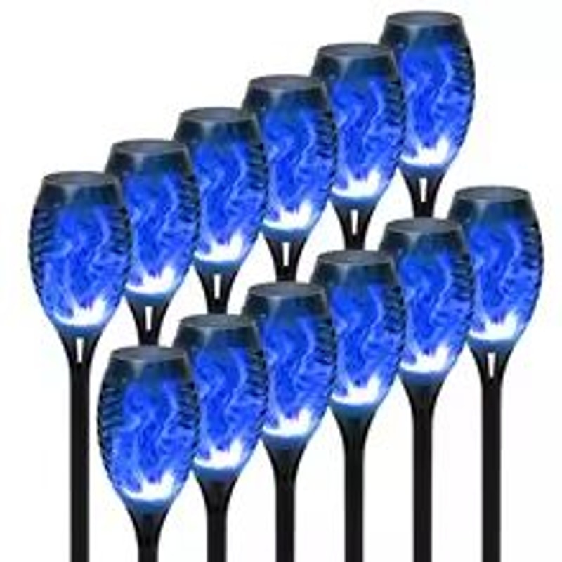 Solar Flame Torch Lights 4 To 12 Pack Waterproof Flickering Torch Stakes For Garden Path Yard And P 12