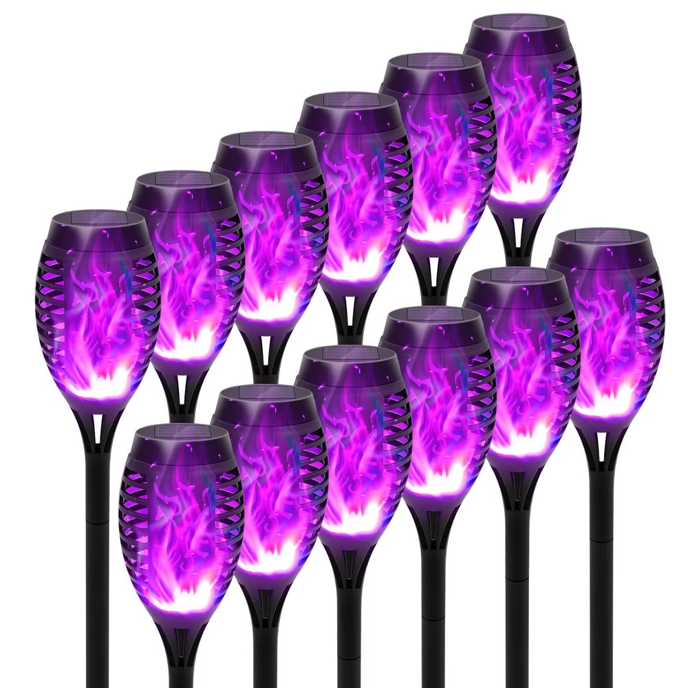 Solar Flame Torch Lights 4 To 12 Pack Waterproof Flickering Torch Stakes For Garden Path Yard And P 18
