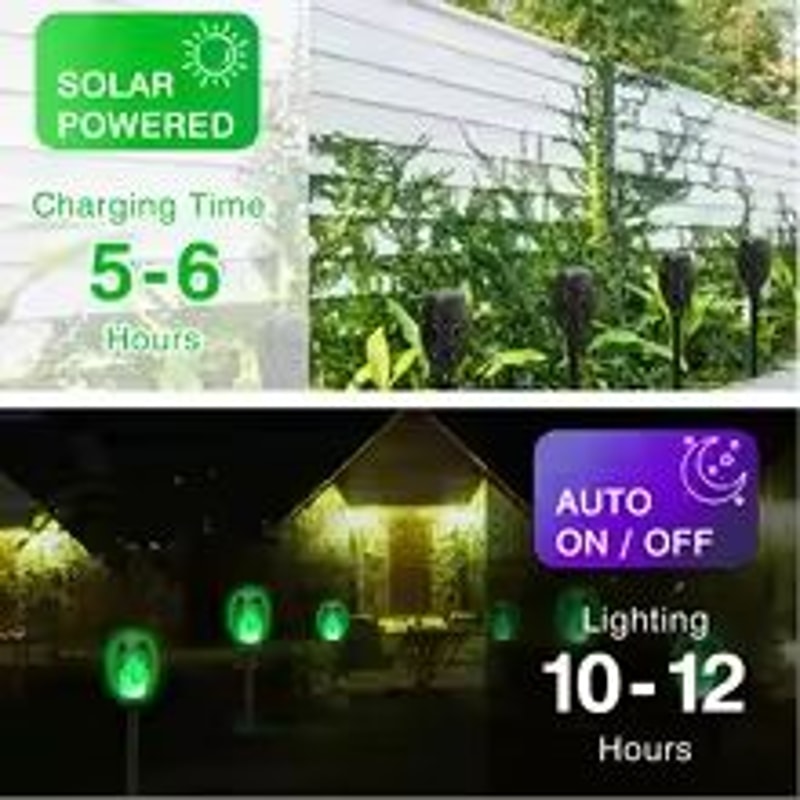 Solar Flame Torch Lights 4 To 12 Pack Waterproof Flickering Torch Stakes For Garden Path Yard And P 1