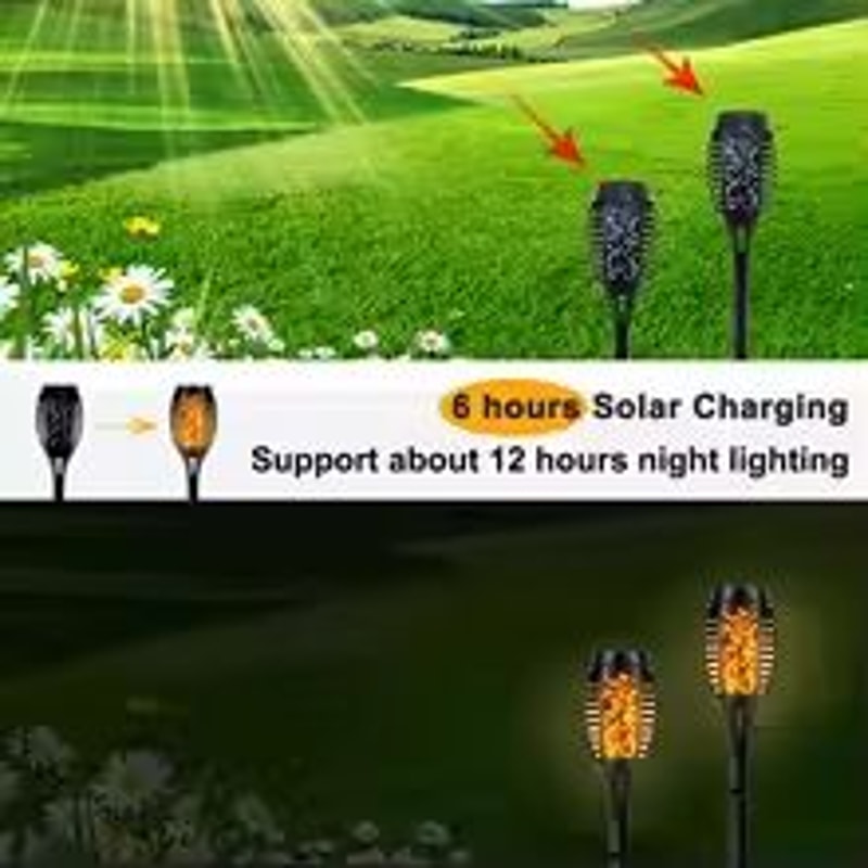 Solar Flame Torch Lights 4 To 12 Pack Waterproof Flickering Torch Stakes For Garden Path Yard And P 2