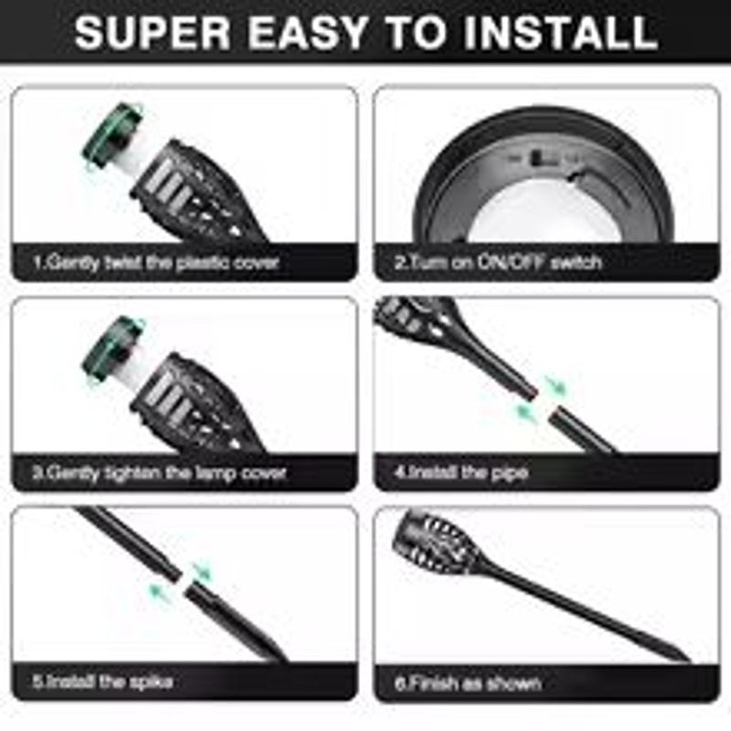 Solar Flame Torch Lights 4 To 12 Pack Waterproof Flickering Torch Stakes For Garden Path Yard And P 4