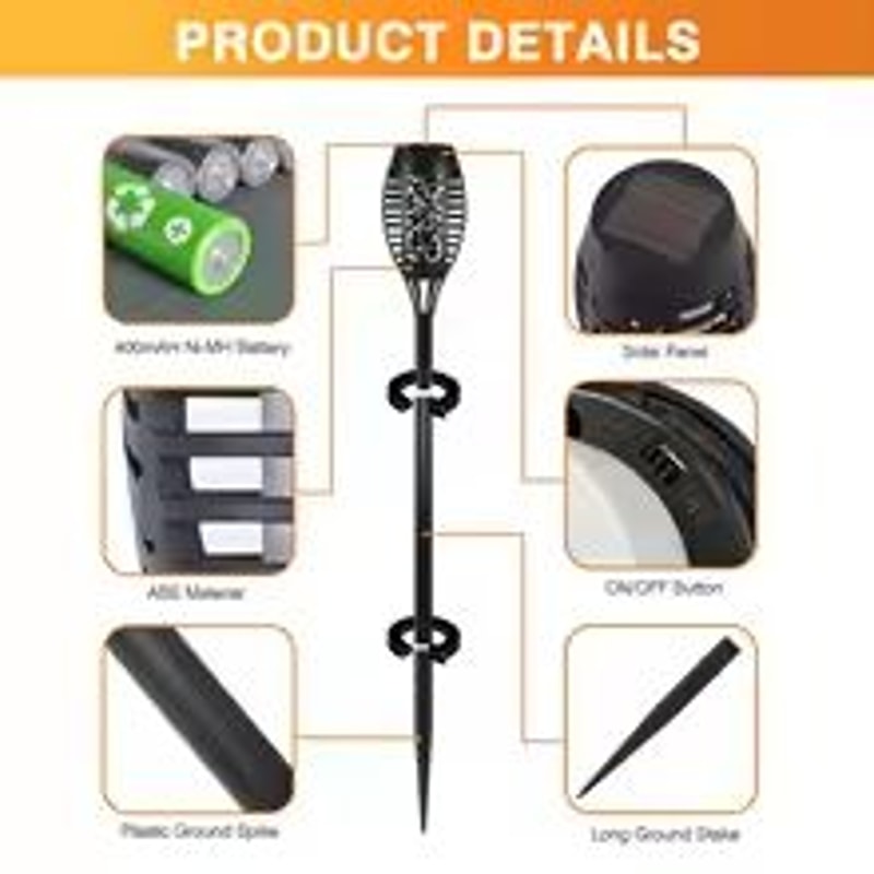 Solar Flame Torch Lights 4 To 12 Pack Waterproof Flickering Torch Stakes For Garden Path Yard And P 5